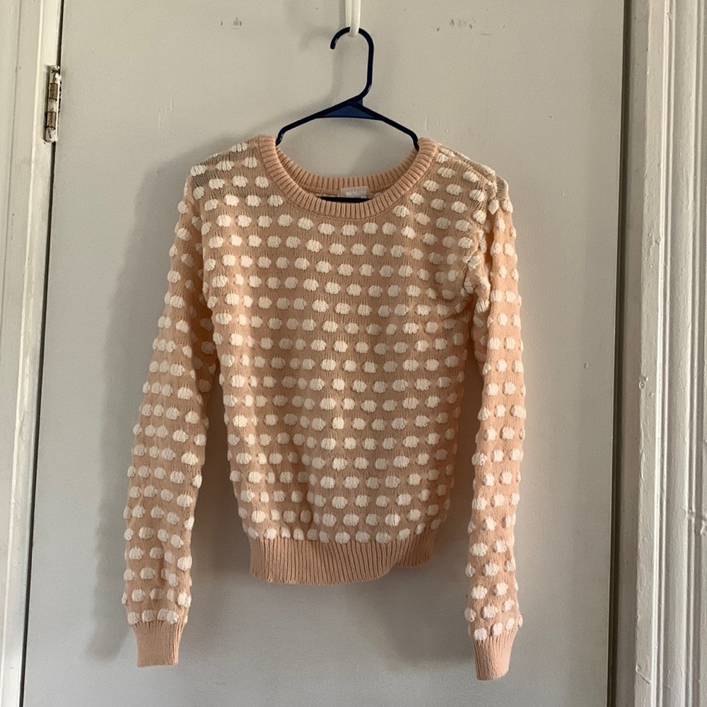 COOPERATIVE Pink and White Polka Dot Sweater